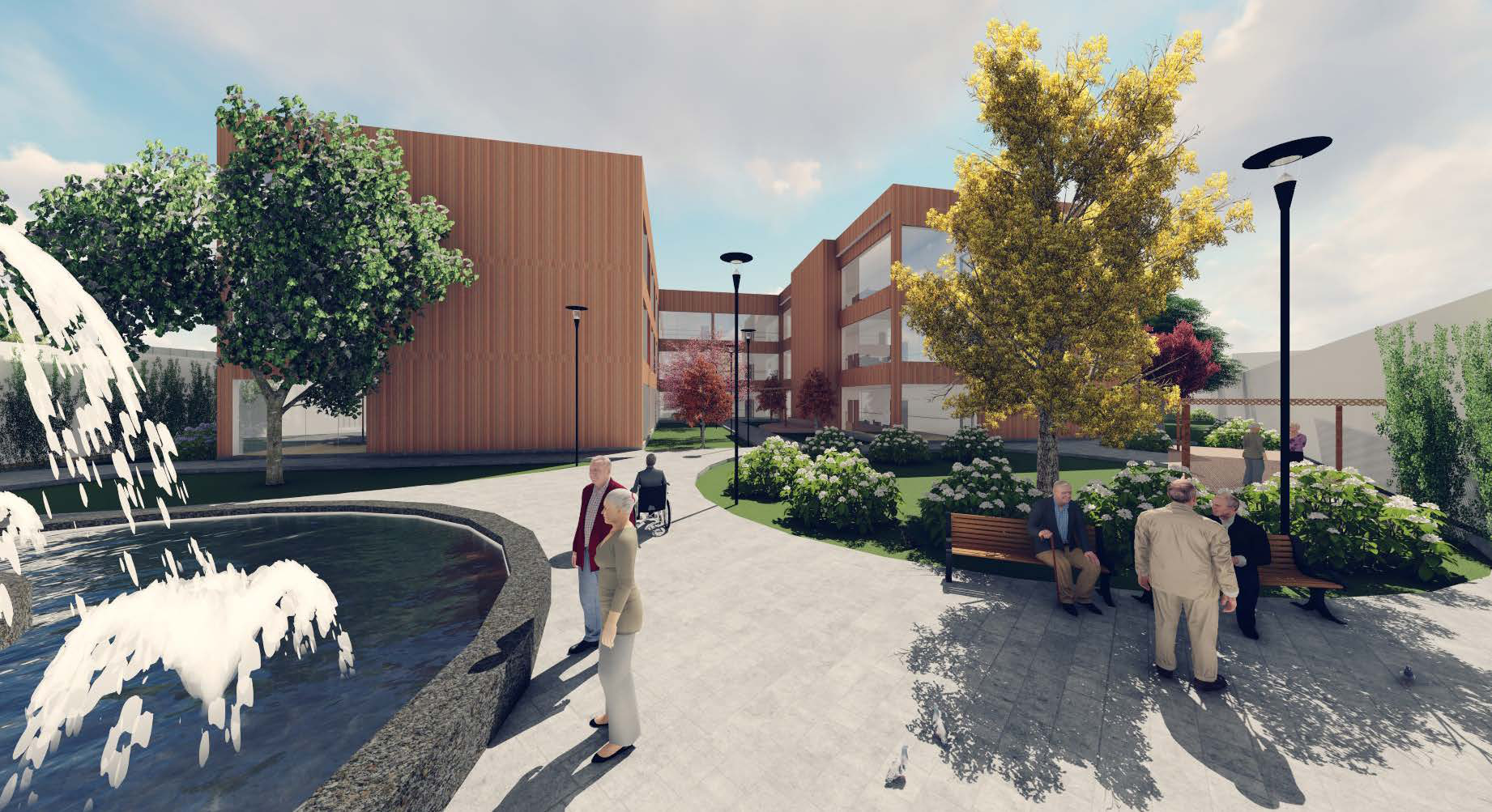 Public promenade between housing blocks