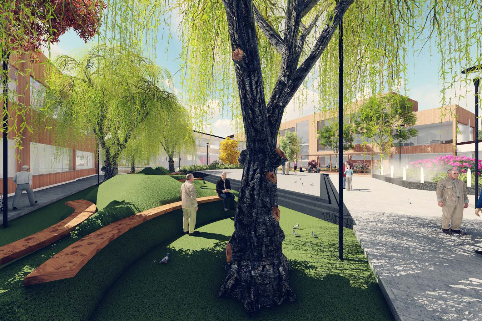 Landscaped courtyard render of the Public Home
