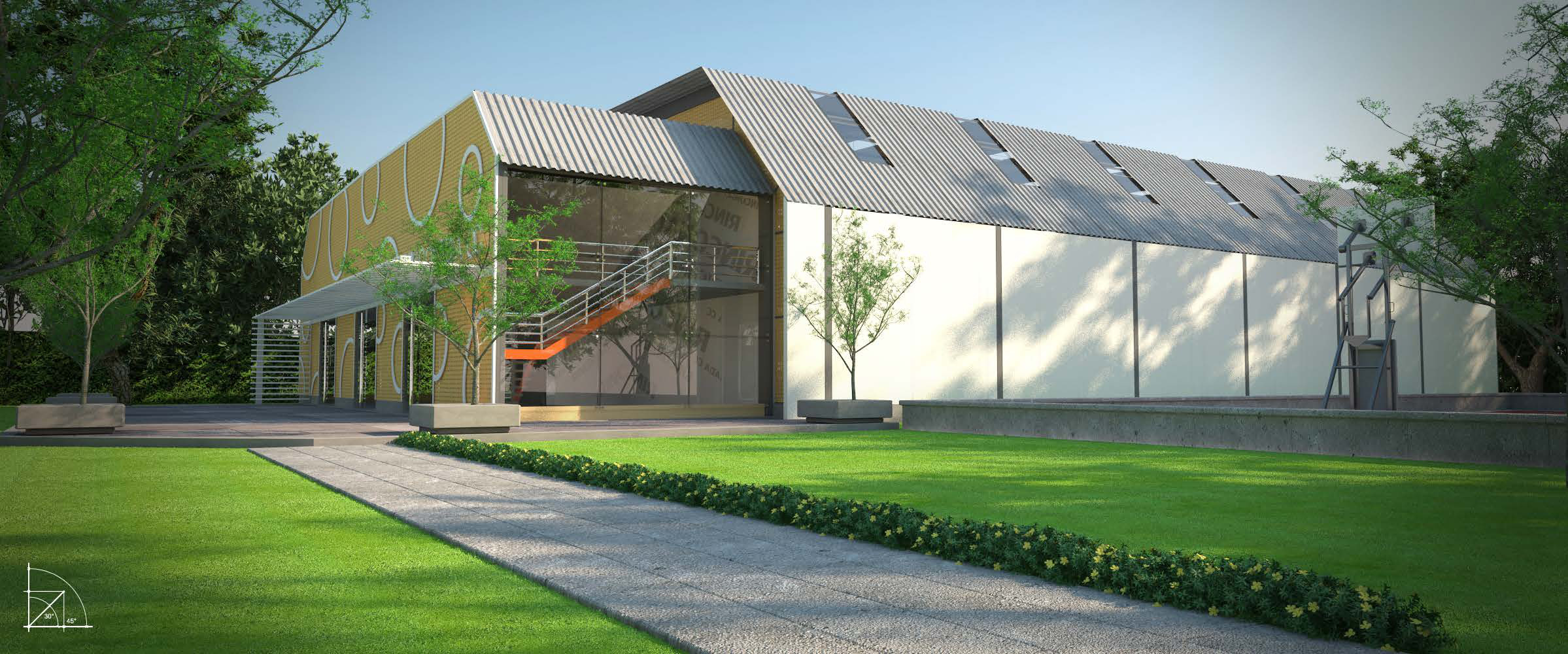 Exterior approach to the arena
