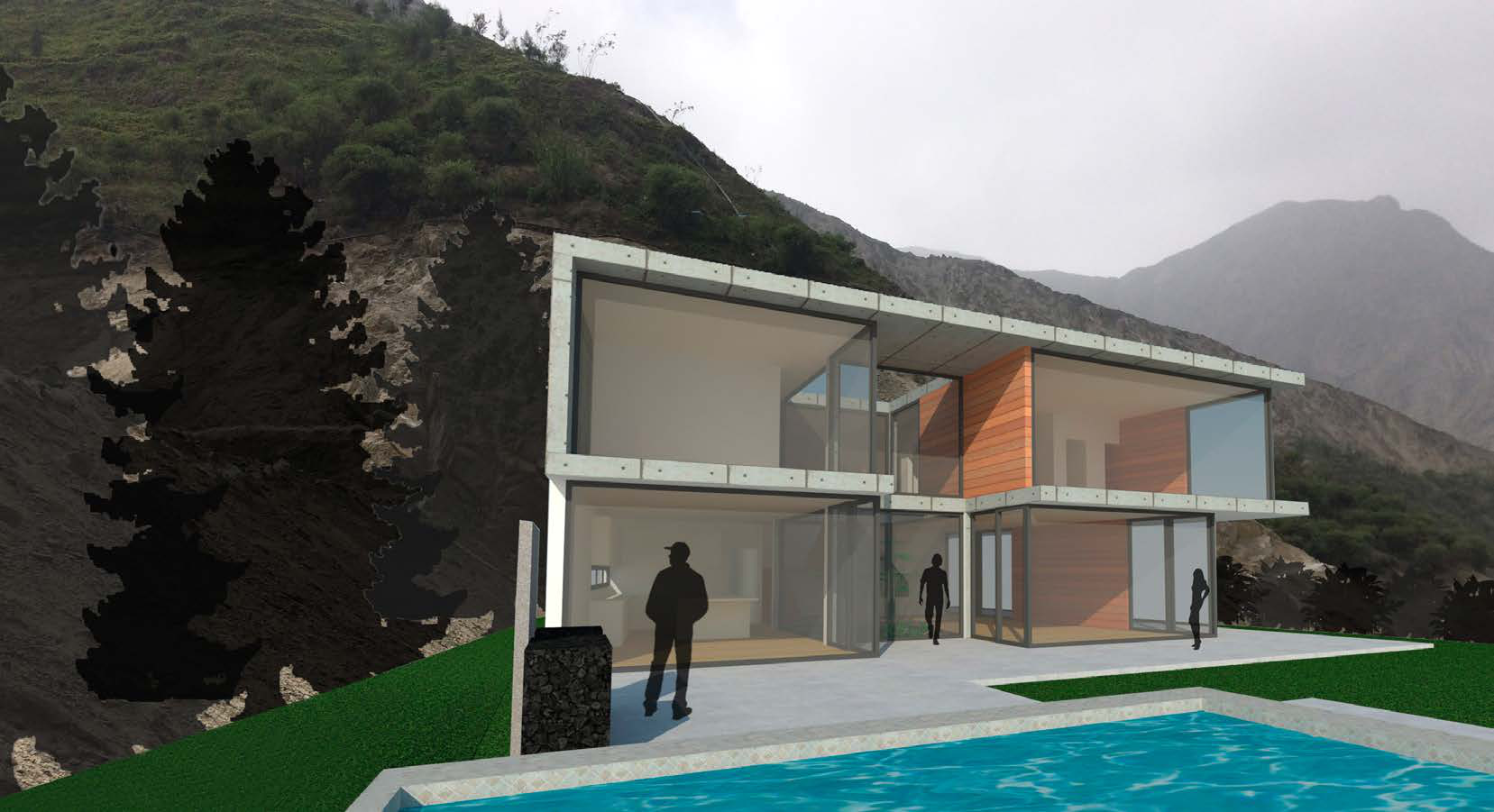 Rear elevation with pool